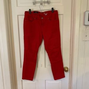 J. Crew Ankle-length crimson toothpick jeans